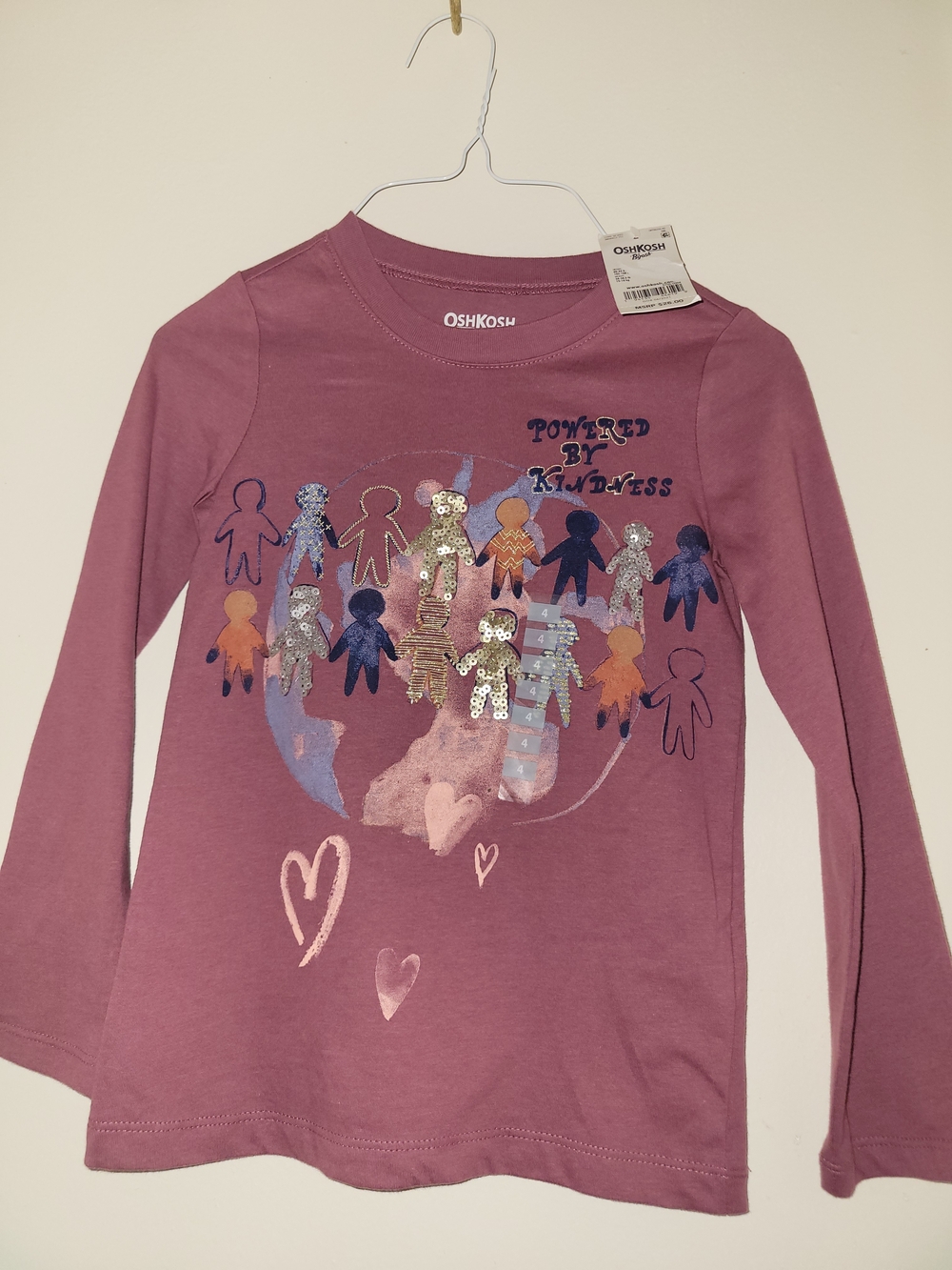 OshKosh B'gosh Mauve Long Sleeve 'Powered by Kindness' Graphic Tee